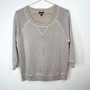 Talbots Metallic Silver Gold Shimmer Linen Blend Sweater XS
